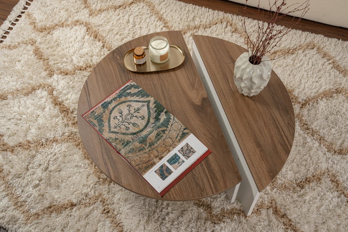 Nordure Mesa de Centro Orion Nogal y Blanco 90x30x60cm 85x35x30cm